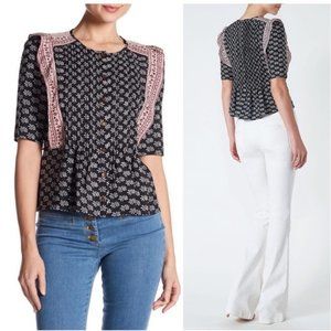 VERONICA BEARD Jules Pintuck Blouse sz 8